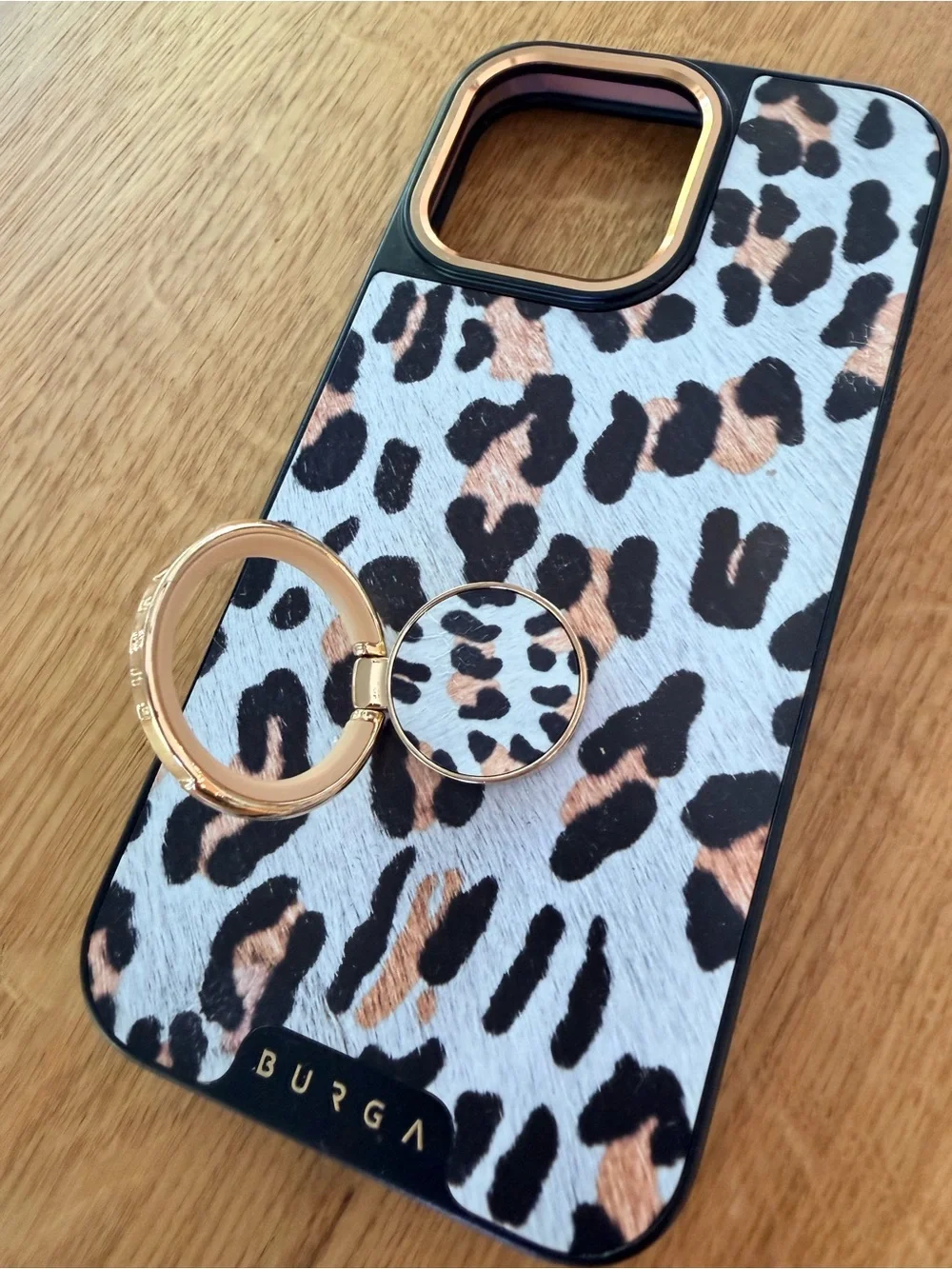 burga iphone 15 pro Leopard Print Phone Case with Ring Holder